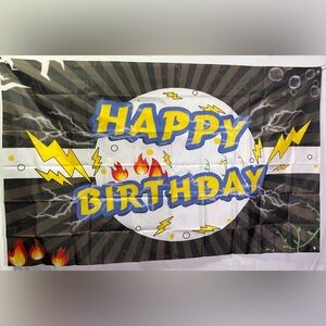Pokemon Theme Happy Birthday Backdrop Banner 6x4Ft.